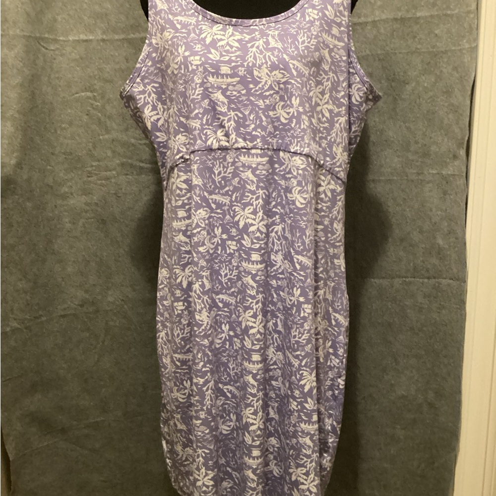 Columbia Women's Lavender Floral Scoop Neck Midi Dress. C35